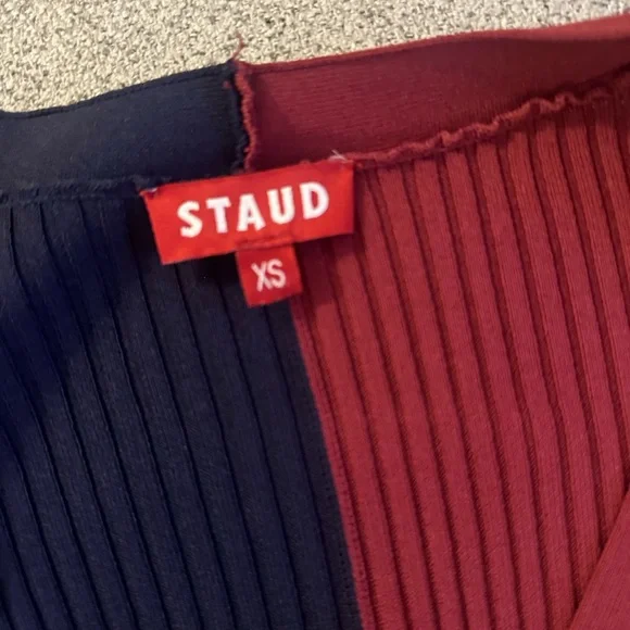 STAUD Red and Blue Long Sleeve Dress - Picture 3 of 4
